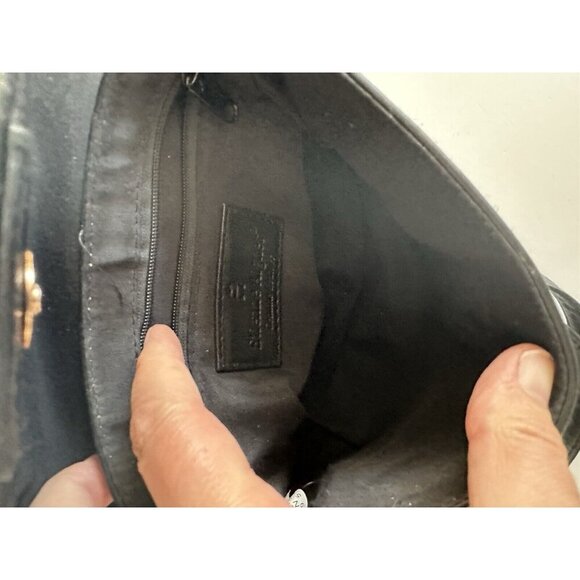 Vintage Etienne Aigner Flap Sling Bag Croc Embossed Black Leather 80s 90s Preppy - Picture 14 of 14